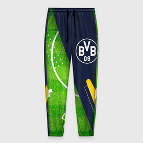 Мужские брюки 3D с принтом Borussia football field в Санкт-Петербурге, 100% полиэстер | манжеты по низу, эластичный пояс регулируется шнурком, по бокам два кармана без застежек, внутренняя часть кармана из мелкой сетки | 