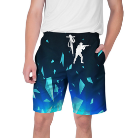Мужские шорты 3D с принтом Counter Strike взрыв частиц в Санкт-Петербурге,  полиэстер 100% | прямой крой, два кармана без застежек по бокам. Мягкая трикотажная резинка на поясе, внутри которой широкие завязки. Длина чуть выше колен | 