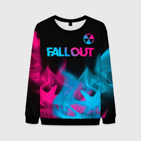 Мужской свитшот 3D с принтом Fallout   neon gradient: символ сверху в Рязани, 100% полиэстер с мягким внутренним слоем | круглый вырез горловины, мягкая резинка на манжетах и поясе, свободная посадка по фигуре | 