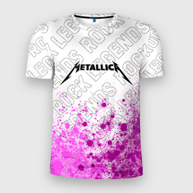 Мужская футболка 3D Slim с принтом Metallica rock legends: символ сверху , 100% полиэстер с улучшенными характеристиками | приталенный силуэт, круглая горловина, широкие плечи, сужается к линии бедра | 