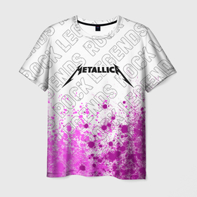 Мужская футболка 3D с принтом Metallica rock legends: символ сверху в Тюмени, 100% полиэфир | прямой крой, круглый вырез горловины, длина до линии бедер | 