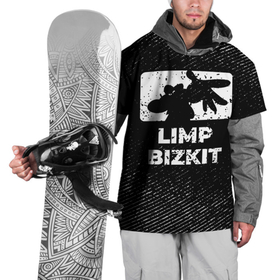 Накидка на куртку 3D с принтом Limp Bizkit с потертостями на темном фоне в Екатеринбурге, 100% полиэстер |  | Тематика изображения на принте: 