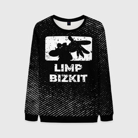 Мужской свитшот 3D с принтом Limp Bizkit с потертостями на темном фоне в Ухте, 100% полиэстер с мягким внутренним слоем | круглый вырез горловины, мягкая резинка на манжетах и поясе, свободная посадка по фигуре | 