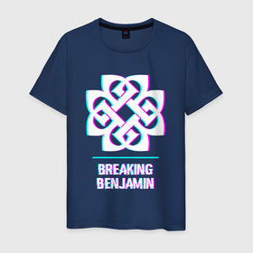 Мужская футболка хлопок с принтом Breaking Benjamin glitch rock в Курске, 100% хлопок | прямой крой, круглый вырез горловины, длина до линии бедер, слегка спущенное плечо. | 