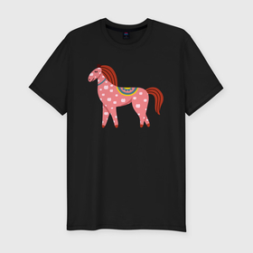 Мужская футболка хлопок Slim с принтом Красочная лошадка в Петрозаводске, 92% хлопок, 8% лайкра | приталенный силуэт, круглый вырез ворота, длина до линии бедра, короткий рукав | 