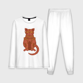 Мужская пижама хлопок (с лонгсливом) с принтом Стимпанк кот в Петрозаводске,  |  | 
