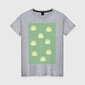 Женская футболка хлопок с принтом Зеленые лягушки в Екатеринбурге, 100% хлопок | прямой крой, круглый вырез горловины, длина до линии бедер, слегка спущенное плечо | 