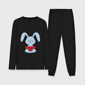 Мужская пижама хлопок (с лонгсливом) с принтом Кролик с арбузом в Петрозаводске,  |  | 