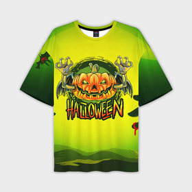 Мужская футболка OVERSIZE 3D с принтом Тыква   зомби хэллоуин ,  |  | 
