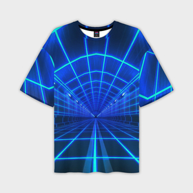 Мужская футболка OVERSIZE 3D с принтом Неоновый туннель в Курске,  |  | Тематика изображения на принте: 