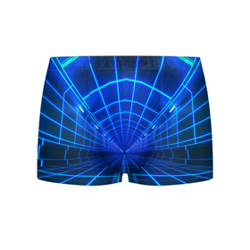 Мужские трусы 3D с принтом Неоновый туннель в Курске, 50% хлопок, 50% полиэстер | классическая посадка, на поясе мягкая тканевая резинка | Тематика изображения на принте: 