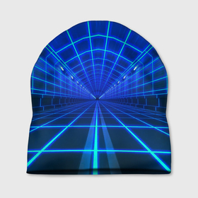 Шапка 3D с принтом Неоновый туннель в Курске, 100% полиэстер | универсальный размер, печать по всей поверхности изделия | 