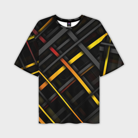 Мужская футболка OVERSIZE 3D с принтом Цветные переплетающиеся линии в Курске,  |  | 