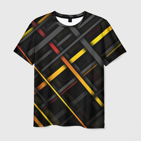 Мужская футболка 3D с принтом Цветные переплетающиеся линии в Белгороде, 100% полиэфир | прямой крой, круглый вырез горловины, длина до линии бедер | 