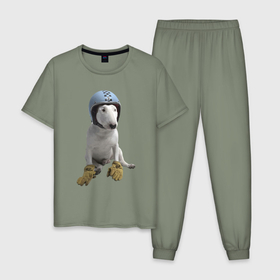Мужская пижама хлопок с принтом Булли   крутой гонщик в Тюмени, 100% хлопок | брюки и футболка прямого кроя, без карманов, на брюках мягкая резинка на поясе и по низу штанин
 | 
