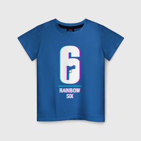 Детская футболка хлопок с принтом Rainbow Six в стиле glitch и баги графики в Екатеринбурге, 100% хлопок | круглый вырез горловины, полуприлегающий силуэт, длина до линии бедер | 