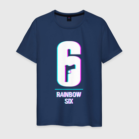 Мужская футболка хлопок с принтом Rainbow Six в стиле glitch и баги графики в Белгороде, 100% хлопок | прямой крой, круглый вырез горловины, длина до линии бедер, слегка спущенное плечо. | 