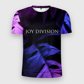 Мужская футболка 3D Slim с принтом Joy Division neon monstera , 100% полиэстер с улучшенными характеристиками | приталенный силуэт, круглая горловина, широкие плечи, сужается к линии бедра | 