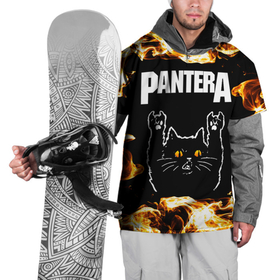 Накидка на куртку 3D с принтом Pantera рок кот и огонь , 100% полиэстер |  | 