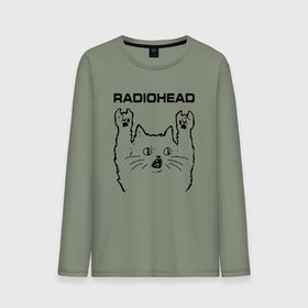 Мужской лонгслив хлопок с принтом Radiohead   rock cat в Белгороде, 100% хлопок |  | 