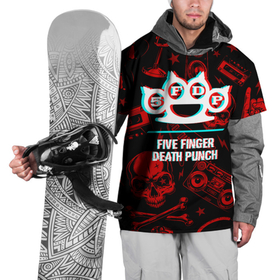 Накидка на куртку 3D с принтом Five Finger Death Punch rock glitch в Санкт-Петербурге, 100% полиэстер |  | 