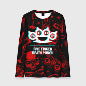 Мужской лонгслив 3D с принтом Five Finger Death Punch rock glitch в Санкт-Петербурге, 100% полиэстер | длинные рукава, круглый вырез горловины, полуприлегающий силуэт | 