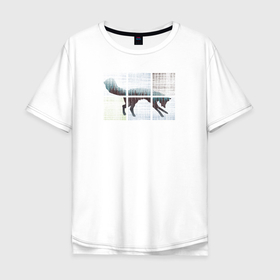 Мужская футболка хлопок Oversize с принтом Лисичка в Квадратиках в Тюмени, 100% хлопок | свободный крой, круглый ворот, “спинка” длиннее передней части | 