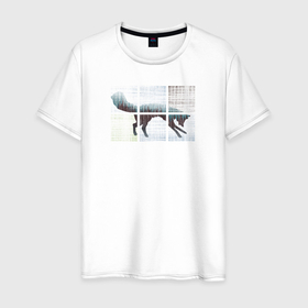 Мужская футболка хлопок с принтом Лисичка в Квадратиках в Екатеринбурге, 100% хлопок | прямой крой, круглый вырез горловины, длина до линии бедер, слегка спущенное плечо. | 