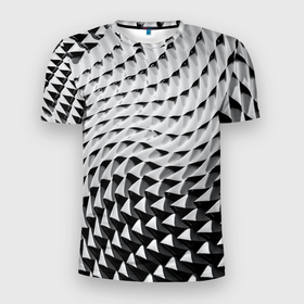 Мужская футболка 3D Slim с принтом Металлическая абстрактная броня в Новосибирске, 100% полиэстер с улучшенными характеристиками | приталенный силуэт, круглая горловина, широкие плечи, сужается к линии бедра | 