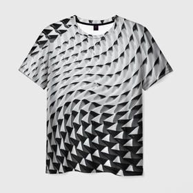 Мужская футболка 3D с принтом Металлическая абстрактная броня в Екатеринбурге, 100% полиэфир | прямой крой, круглый вырез горловины, длина до линии бедер | 