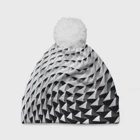 Шапка 3D c помпоном с принтом Металлическая абстрактная броня в Екатеринбурге, 100% полиэстер | универсальный размер, печать по всей поверхности изделия | 