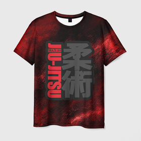 Мужская футболка 3D с принтом Jiu Jitsu Bazilian Black Red в Екатеринбурге, 100% полиэфир | прямой крой, круглый вырез горловины, длина до линии бедер | 