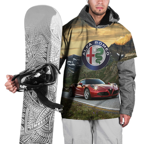 Накидка на куртку 3D с принтом Альфа   Ромео на горной дороге в Кировске, 100% полиэстер |  | 