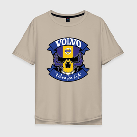 Мужская футболка хлопок Oversize с принтом Volvo for Life в Тюмени, 100% хлопок | свободный крой, круглый ворот, “спинка” длиннее передней части | Тематика изображения на принте: 