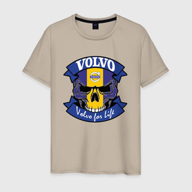 Мужская футболка хлопок с принтом Volvo for Life в Тюмени, 100% хлопок | прямой крой, круглый вырез горловины, длина до линии бедер, слегка спущенное плечо. | Тематика изображения на принте: 
