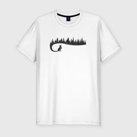 Мужская футболка хлопок Slim с принтом Лиса и лес в Кировске, 92% хлопок, 8% лайкра | приталенный силуэт, круглый вырез ворота, длина до линии бедра, короткий рукав | 