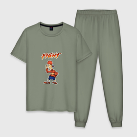 Мужская пижама хлопок с принтом Джимми Гокинс fight в Тюмени, 100% хлопок | брюки и футболка прямого кроя, без карманов, на брюках мягкая резинка на поясе и по низу штанин
 | Тематика изображения на принте: 