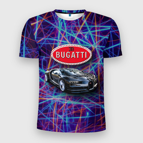 Мужская футболка 3D Slim с принтом Bugatti   Italy   мечта автомобилиста в Курске, 100% полиэстер с улучшенными характеристиками | приталенный силуэт, круглая горловина, широкие плечи, сужается к линии бедра | 