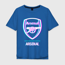 Мужская футболка хлопок Oversize с принтом Arsenal FC в стиле glitch в Новосибирске, 100% хлопок | свободный крой, круглый ворот, “спинка” длиннее передней части | Тематика изображения на принте: 