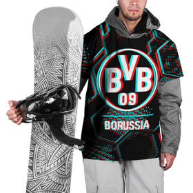 Накидка на куртку 3D с принтом Borussia FC в стиле glitch на темном фоне в Тюмени, 100% полиэстер |  | Тематика изображения на принте: 