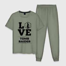 Мужская пижама хлопок с принтом Tomb Raider love classic в Петрозаводске, 100% хлопок | брюки и футболка прямого кроя, без карманов, на брюках мягкая резинка на поясе и по низу штанин
 | 