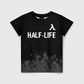 Детская футболка 3D с принтом Half Life glitch на темном фоне: символ сверху в Курске, 100% гипоаллергенный полиэфир | прямой крой, круглый вырез горловины, длина до линии бедер, чуть спущенное плечо, ткань немного тянется | 