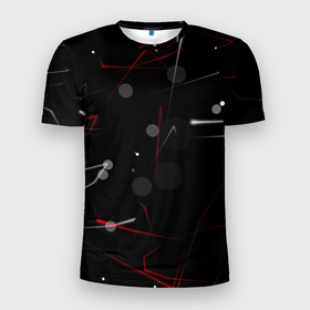 Мужская футболка 3D Slim с принтом Движение частиц в Санкт-Петербурге, 100% полиэстер с улучшенными характеристиками | приталенный силуэт, круглая горловина, широкие плечи, сужается к линии бедра | 