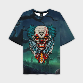 Мужская футболка OVERSIZE 3D с принтом клоун   убийца в Курске,  |  | 