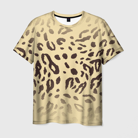 Мужская футболка 3D с принтом Пятнистые леопардовые узоры в Новосибирске, 100% полиэфир | прямой крой, круглый вырез горловины, длина до линии бедер | 