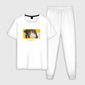 Мужская пижама хлопок с принтом Sweet Hestia в Тюмени, 100% хлопок | брюки и футболка прямого кроя, без карманов, на брюках мягкая резинка на поясе и по низу штанин
 | Тематика изображения на принте: 