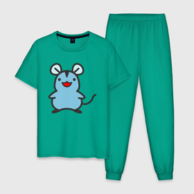 Мужская пижама хлопок с принтом Маленький мышонок в Кировске, 100% хлопок | брюки и футболка прямого кроя, без карманов, на брюках мягкая резинка на поясе и по низу штанин
 | 