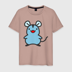 Мужская футболка хлопок с принтом Маленький мышонок в Петрозаводске, 100% хлопок | прямой крой, круглый вырез горловины, длина до линии бедер, слегка спущенное плечо. | 