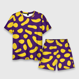 Мужской костюм с шортами 3D с принтом Желтые пятна на фиолетовом фоне в городе Новоалтайск,  |  | 