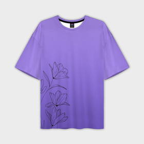 Мужская футболка OVERSIZE 3D с принтом Красивый фиолетовый градиент с цветами в Санкт-Петербурге,  |  | 
